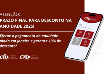 Atenção: prazo final para pagamento com desconto de 10% - anuidade 2025